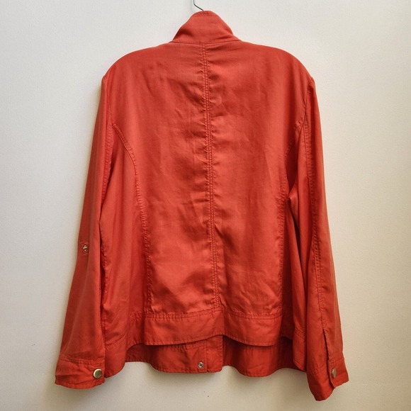 Chico’s Jacket Women’s Size 3 (XL) Lyocell Orange Full Zip Up Long Sleeve Snap - Picture 4 of 16